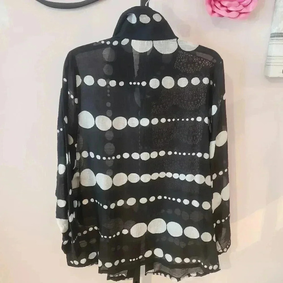 Damee Black and White Polka Dot Sheer Blouse/Jacket - Picture 2 of 9